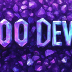 an image of stylized crystals that read "WOO DEVS"