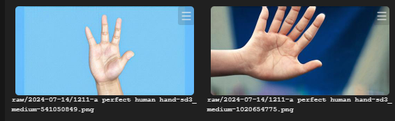 AI generated images of horrible hands.